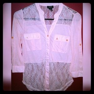 Rue21 Light Pink Lace Button Down☡💕
